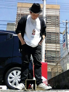 「黒カーディガン」｜ONOさん（メンズ・159cm）の春コーディネート