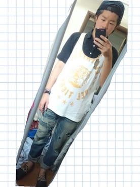 「SHAREEF（シャリーフ）のアイテム（その他シューズ）」を使った、Kyoheiさん（メンズ・170cm）の夏コーディネート