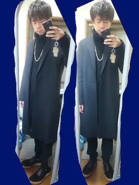 「黒タートルネック」｜「アイテム（その他アウター）」を使った、Kyoheiさん（メンズ・170cm）の冬コーディネート