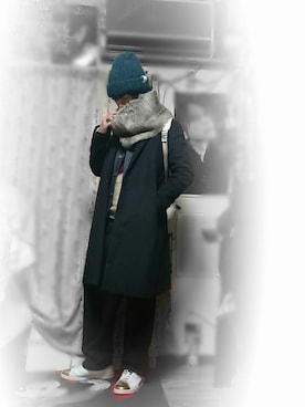 「SHAREEF（シャリーフ）のアイテム（ニットキャップ/ビーニー）」を使った、Kyoheiさん（メンズ・170cm）の冬コーディネート