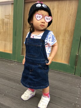 「カスタム」｜「アイテム（ニットキャップ/ビーニー）」を使った、niiii...さん（キッズ・80cm）の春コーディネート