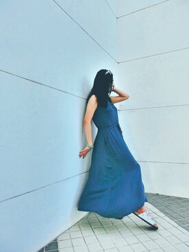「NO NAME（ノーネーム）のアイテム（シャツワンピース）」を使った、Enyaさん（レディース・166cm）の夏コーディネート