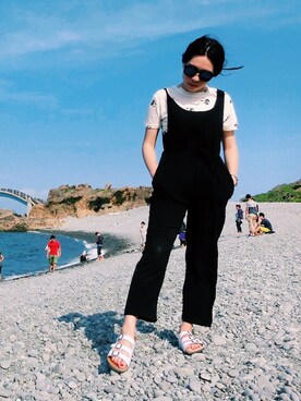 「NO NAME（ノーネーム）のアイテム（オールインワン・サロペット）」を使った、Enyaさん（レディース・166cm）の夏コーディネート