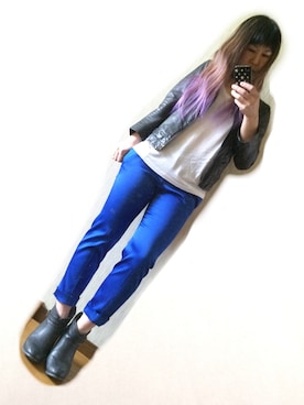 「ﾌﾞﾙｰﾊﾟﾝﾂ」｜「アイテム（ジャケット/アウター）」を使った、RONIさん（レディース・161cm）の春コーディネート
