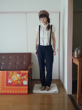 「スエードシューズ」｜「アイテム（ハンチング/ベレー帽）」を使った、ゆうさん（レディース・167cm）の夏コーディネート