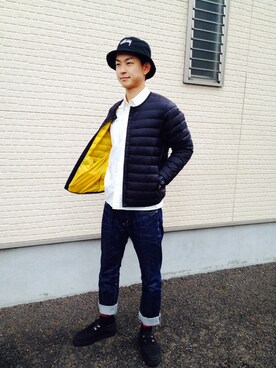 「BEAMS（ビームス）のアイテム（ダウンジャケット/コート）」を使った、cha-daiさん（メンズ・176cm）の秋コーディネート