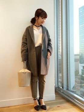 「ジーナシス」｜「アイテム（チェスターコート）」を使った、yukie_JEANASISさん（レディース・160cm）の秋コーディネート