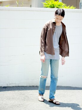 「VICTIM（ヴィクティム）のアイテム（サンダル）」を使った、VICTIM_TAKIGUCHIさん（メンズ・184cm）の夏コーディネート