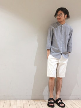 「JUNRED（ジュンレッド）のアイテム（サンダル）」を使った、kokiさん（メンズ・170cm）の夏コーディネート