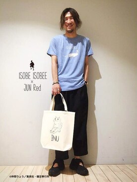 「JUNRED（ジュンレッド）のアイテム（トートバッグ）」を使った、kokiさん（メンズ・170cm）の夏コーディネート