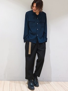 「とろみシャツ」｜「アイテム（その他シューズ）」を使った、kokiさん（メンズ・170cm）の秋コーディネート