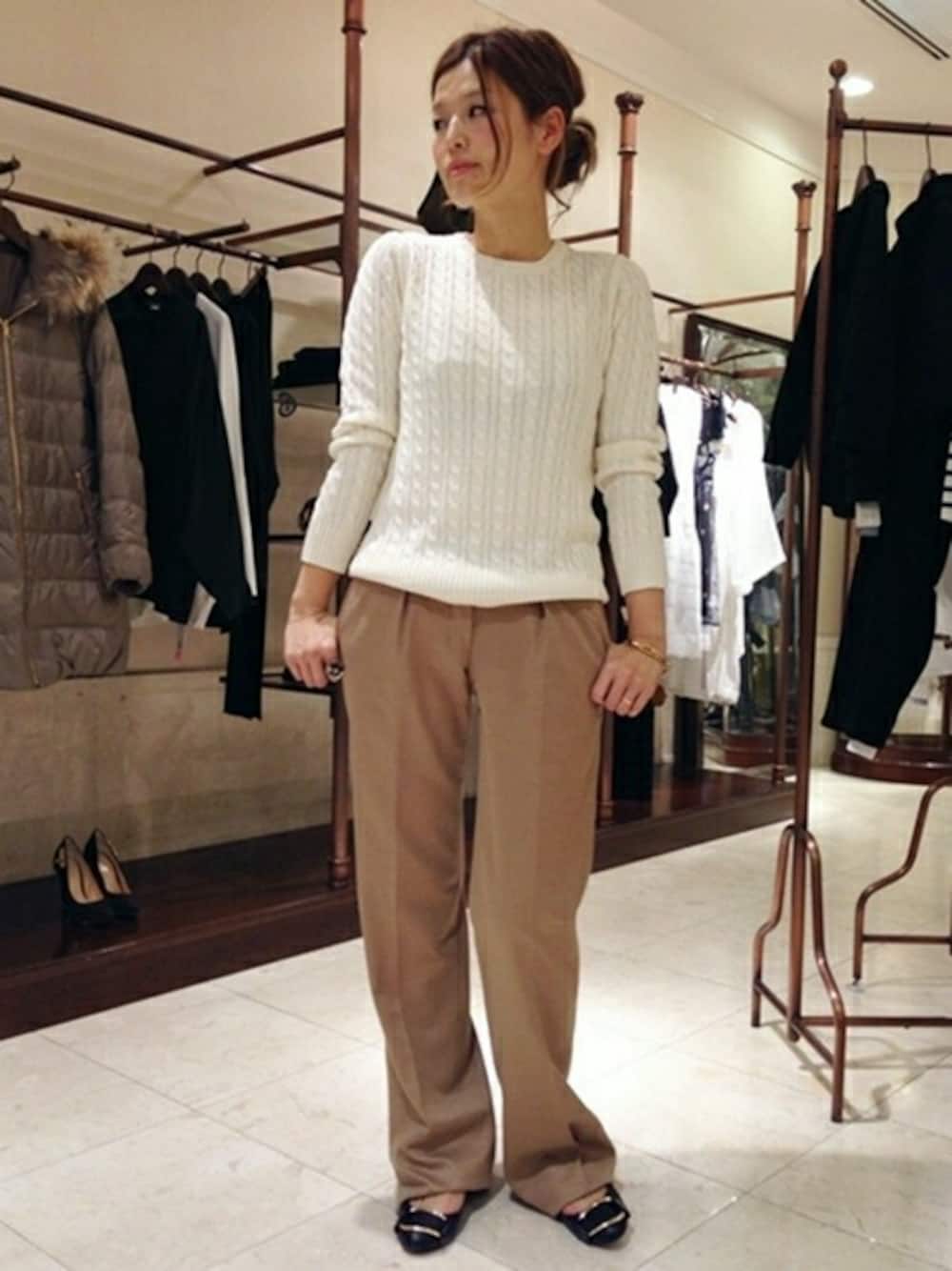 DEUXIEME CLASSE - ドゥーズィエムクラス ケーブル ニット セーター 綿 コットン カシミヤ 白 DEUXIEME CLASSE - ドゥーズィエムクラス ケーブル ニット