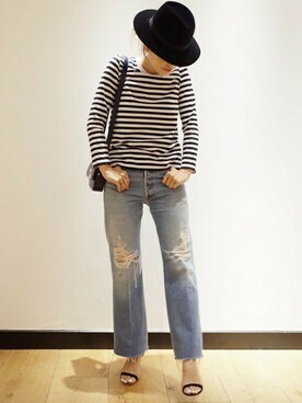 「Deuxieme Classe（ドゥーズィエムクラス）のPARISIENNE◆（Tシャツ/カットソー）」を使った、HIROさん（レディース・164cm）の夏コーディネート