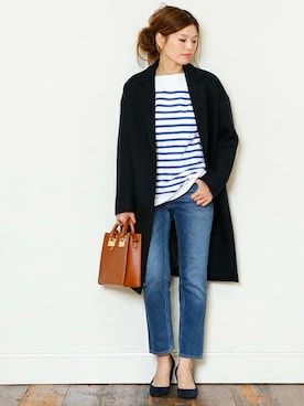 「Deuxieme Classe（ドゥーズィエムクラス）のアイテム（チェスターコート）」を使った、HIROさん（レディース・164cm）の秋コーディネート