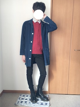 「アイテム（ステンカラーコート）」を使った、藤永拓さん（メンズ・172cm・10代）の冬コーディネート