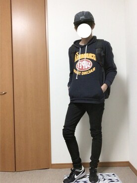 「NIKE（ナイキ）のNIKE/ナイキ グランドテラス 654495（スニーカー）」を使った、藤永拓さん（メンズ・172cm）の春コーディネート