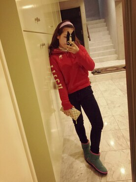 「アイテム（パーカー）」を使った、AYANO MATSUURAさん（レディース・149cm）の冬コーディネート