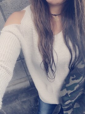 「ENVYM（アンビー）のアイテム（アクセサリー）」を使った、川端納都子さん（レディース・150cm）の秋コーディネート