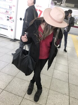 「Rodeo Crowns（ロデオクラウンズ）のアイテム（ピーコート）」を使った、川端納都子さん（レディース・150cm）の秋コーディネート