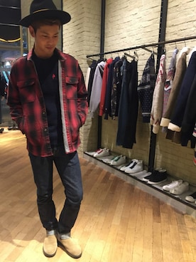「裏ボア」｜「アイテム（ブーツ）」を使った、石橋大輔さん（メンズ・174cm）の秋コーディネート