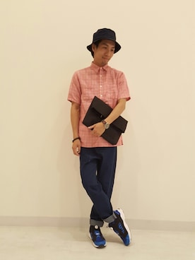 「SEVENDAYS=SUNDAY（セブンデイズサンデイ）のアイテム（バッグ）」を使った、KANEMOTOさん（メンズ・170cm）の夏コーディネート