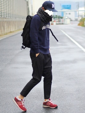 「アイテム（スウェット、ブルー系）」を使った、しんごさん（メンズ・175cm）の冬コーディネート