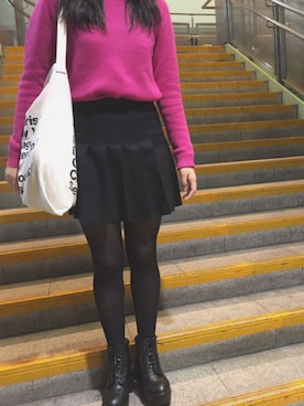 「ピンクニット」｜minahoさん（レディース・162cm）の秋コーディネート