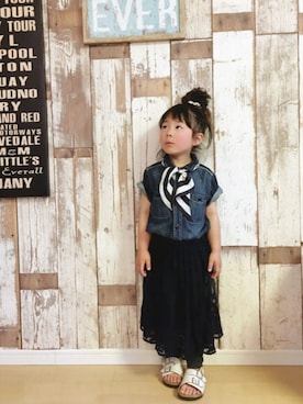 「アイテム（シャツ/ブラウス）」を使った、enri_koさん（キッズ・100cm）の春コーディネート