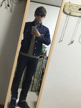 「Gジャン×タートルネック」｜「アイテム（アクセサリー）」を使った、ゆーだいさん（メンズ・171cm）の冬コーディネート
