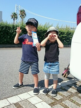 「RUSTY（ラスティ）のアイテム（トップス）」を使った、Yuka Okamotoさん（キッズ・90cm）の夏コーディネート