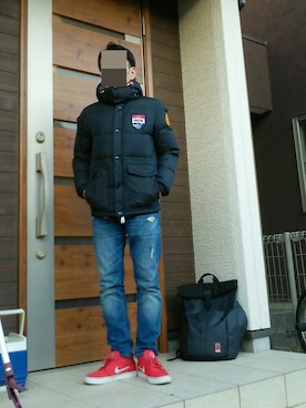 「The DUFFER of ST.GEORGE（ザダファーオブセントジョージ）のアイテム（ダウンジャケット/コート）」を使った、nacopapaさん（メンズ・163cm）の冬コーディネート