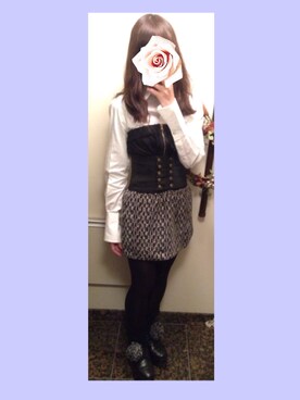 「アイテム（レッグウォーマー、ブラック系）」を使った、うなぎ氏さん（レディース・160cm）の冬コーディネート