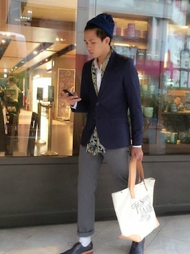 「plain-me（プレインミー）のアイテム（シューズ）」を使った、Davidさん（メンズ・177cm）の夏コーディネート