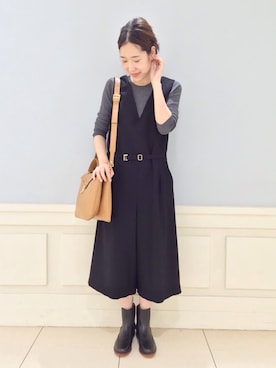 「Rouge vif（ルージュヴィフ）のアイテム（オールインワン・サロペット）」を使った、sayuriさん（レディース・162cm）の秋コーディネート