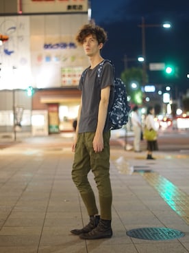 「アイテム（バッグ）」を使った、ひでちゃんさん（メンズ・190cm・20代）の秋コーディネート