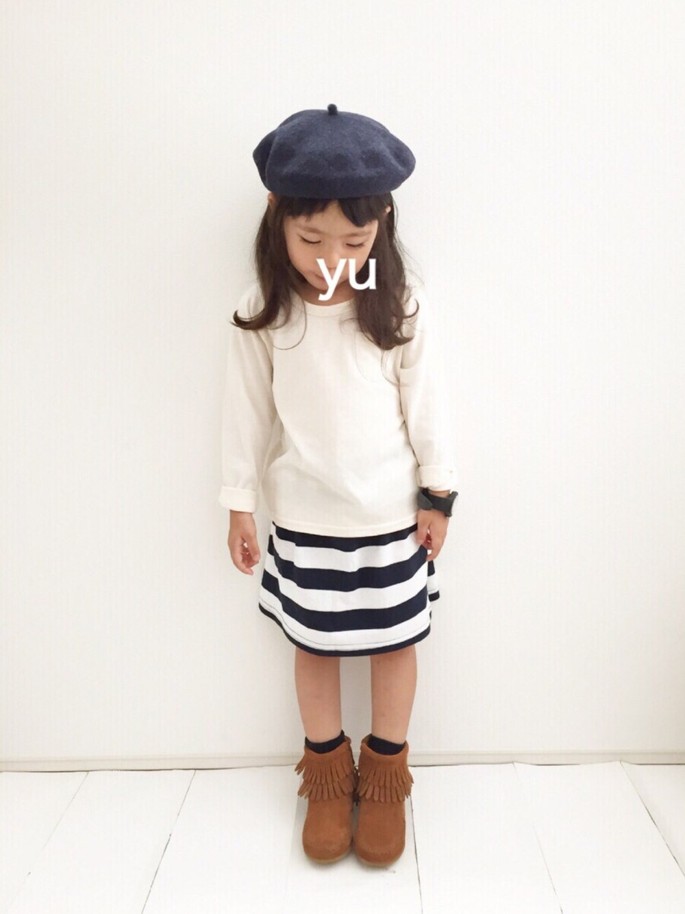 yuuunaさんの「SHIPS KIDS:ソリッド ベレー帽（SHIPS KIDS）」を使ったコーディネート