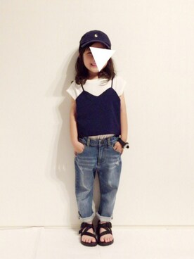 yuuuna使用「petit main（キャミソール付きTシャツ）」的時尚穿搭