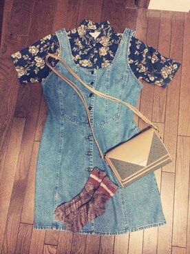 「＃デニム」｜「アイテム（ワンピース/ドレス）」を使った、umi7369さん（レディース・163cm）の夏コーディネート