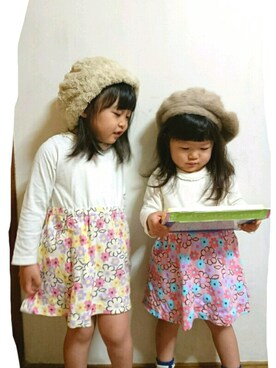 「Bleu Bleuet（ブルーブルーエ）のアイテム（帽子）」を使った、Nah*Ris☺さん（キッズ・100cm）の秋コーディネート
