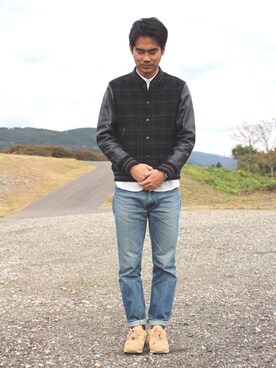 「柄物」｜「アイテム（ブルゾン）」を使った、kazugyさん（メンズ・173cm）の秋コーディネート
