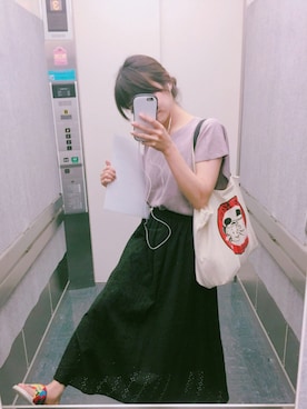 「マキシスカート」｜「アイテム（PC・スマホグッズ/家電）」を使った、nonさん（レディース・155cm）の夏コーディネート