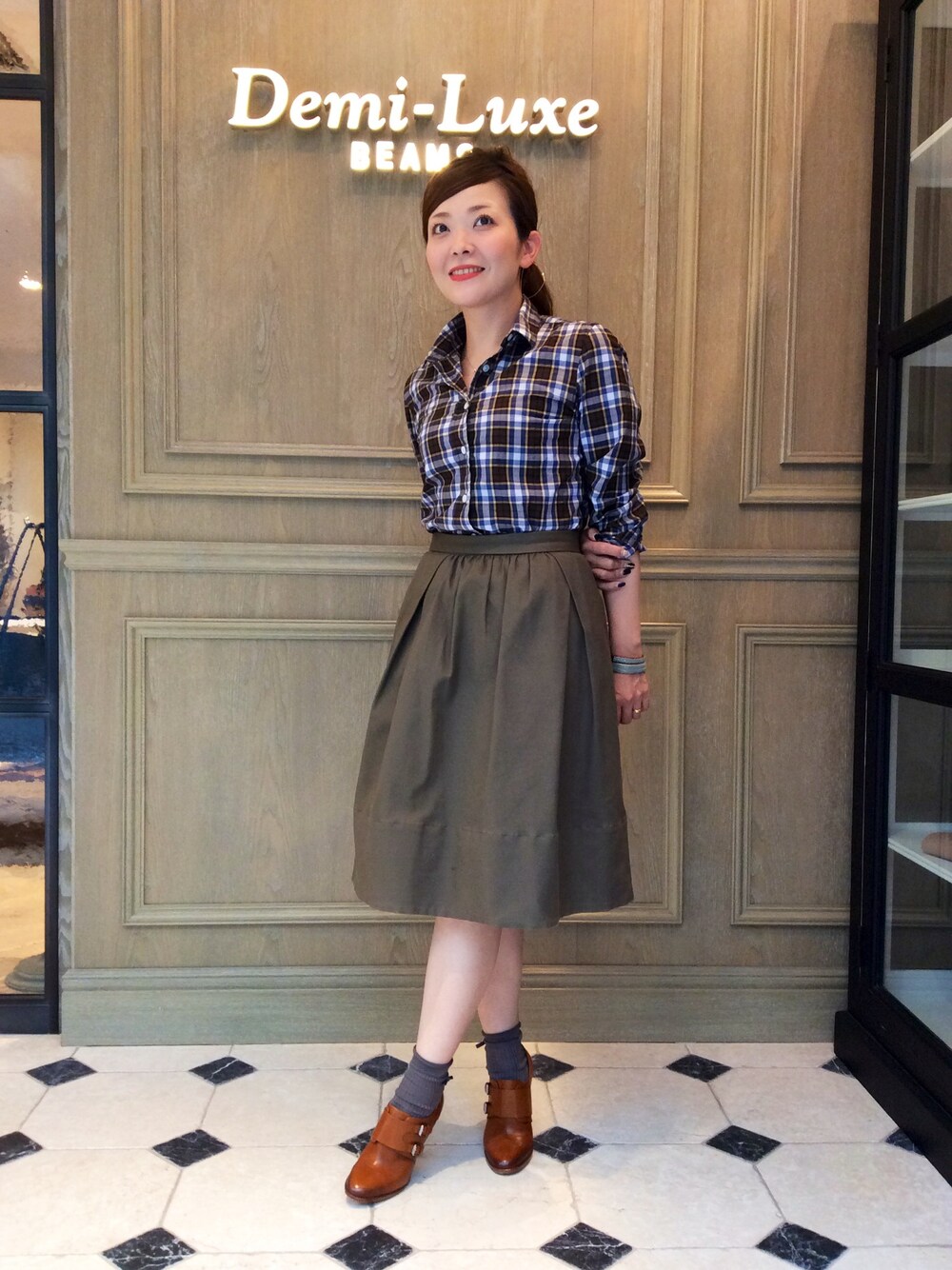 ayako-fさんの「Demi-Luxe BEAMS / グログラン　ミディ丈スカート（Demi-Luxe BEAMS）」を使ったコーディネート