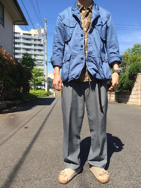 「ONIKI（オニキ）のアイテム（ミリタリージャケット）」を使った、リョさん（メンズ・165cm）の春コーディネート
