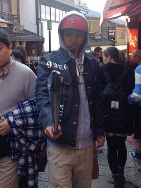 「SWAGGER（スワッガー）のアイテム（デニムジャケット）」を使った、そっちさん（メンズ・176cm）の冬コーディネート