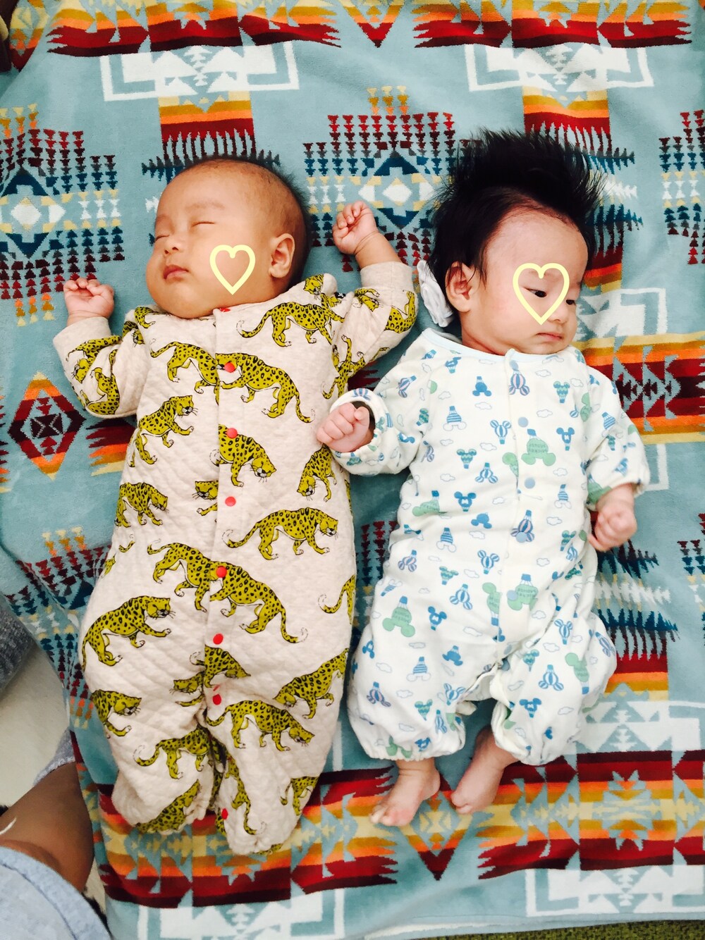 「1ヶ月、RAMU、お友達と、ミナトン、同級生、男の子、ひよこクラブコーデコンテスト」｜「PENDLETONのJACQUARD TOWEL（タオル、グリーン系）」を使った、RAMUmt.さん（キッズ・60cm）の冬コーディネートの1枚目の写真