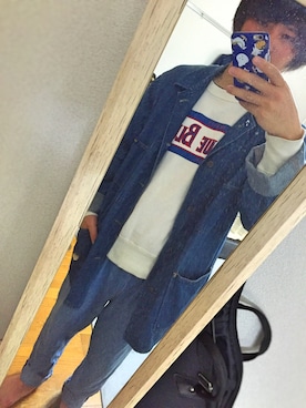 「BLUE BLUE（ブルーブルー）のアイテム（スウェット）」を使った、Yuto Uedaさん（メンズ・172cm）の春コーディネート
