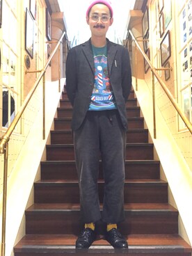 「アイテム（ニット/セーター）」を使った、吉岡 レオさん（メンズ・175cm）の秋コーディネート