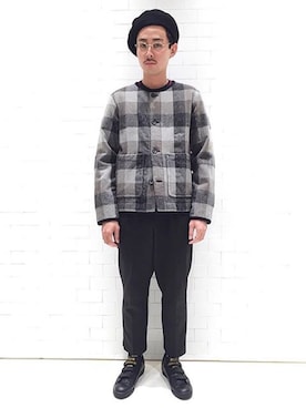 「UNITED ARROWS & SONS（ユナイテッドアローズアンドサンズ）のアイテム（ノーカラージャケット）」を使った、吉岡 レオさん（メンズ・175cm）の秋コーディネート
