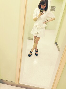 「アイテム（セットアップ、ホワイト系）」を使った、MIYUさん（レディース・150cm）の春コーディネート