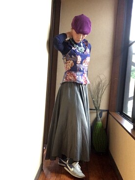「ハンチング」｜「アイテム（キャミソール）」を使った、yo-koさん（レディース・164cm）の秋コーディネート